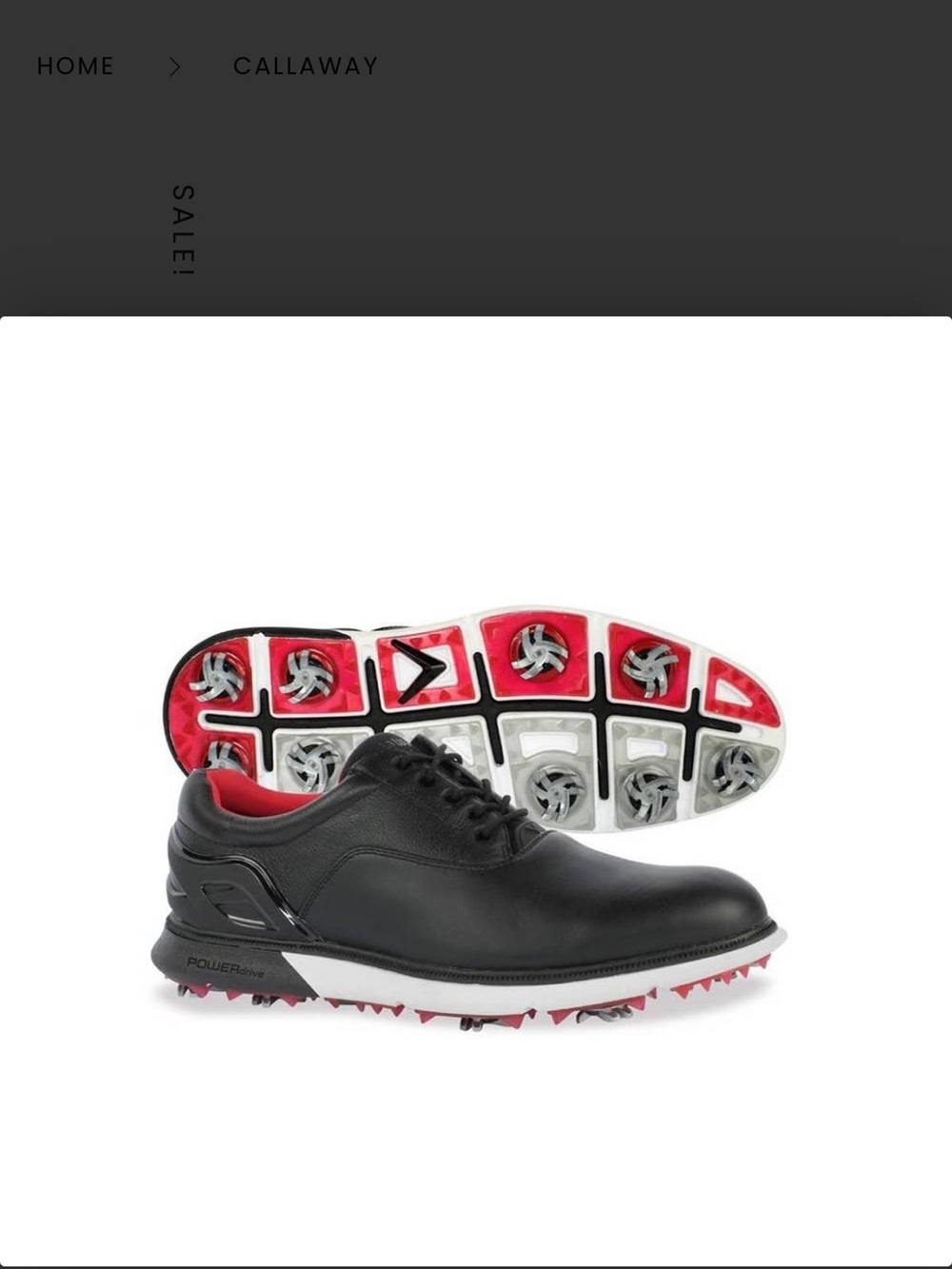 Callaway Men’s Black Golf Spikeless Sneakers with Red Accents